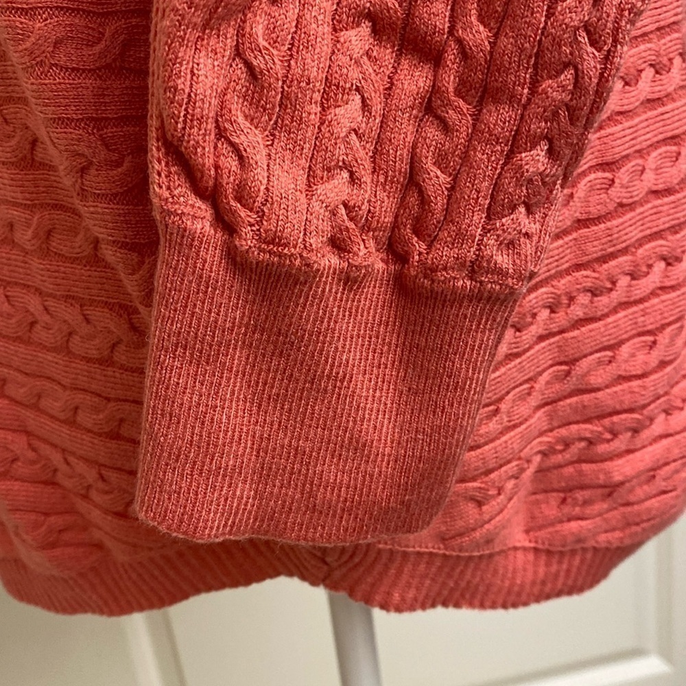 Market & Spruce cashmere blend Cable knit Sweater Top Women’s L boat neck Coral - Picture 6 of 10